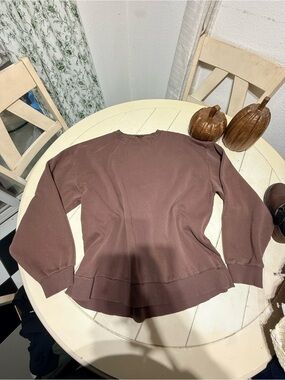 nuuds Brown Crewneck Sweater with Peplum Hem